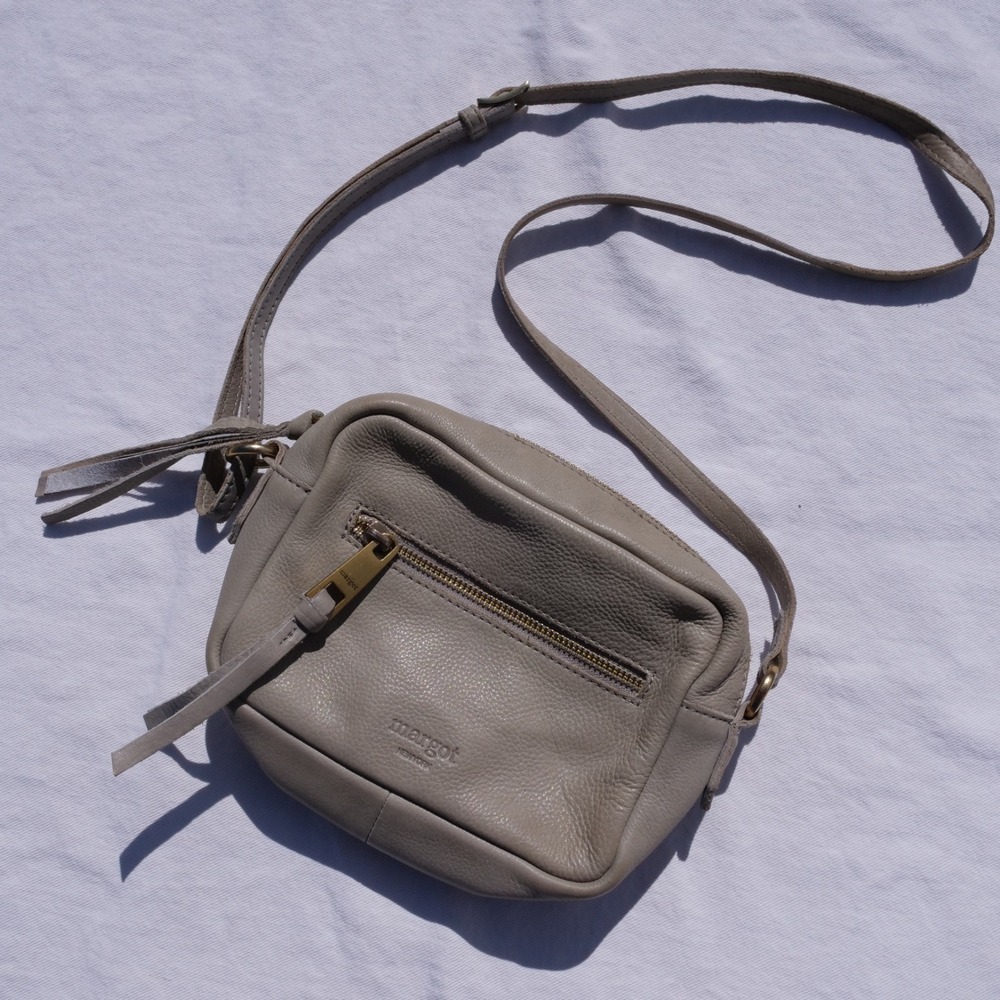 Margot NY sage green pebbled leather mini crossbody bag
